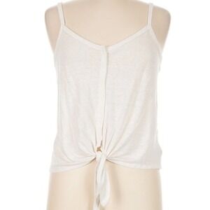 GAP Linen Button Front Tie Knot Cami Tank Top Off White Womens M Lightweight